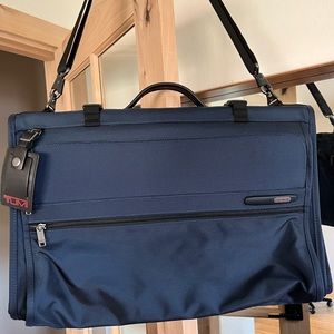 Tri-Fold Ballistic Nylon & Leather-Trim Garment Bag